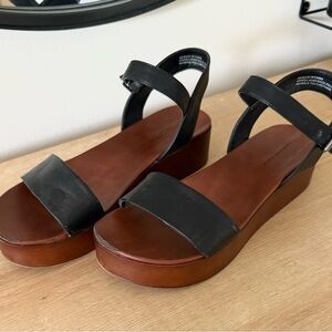 Black Leather Platform Sandals